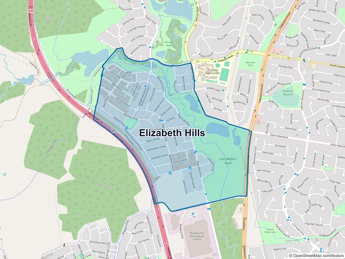 Map of Elizabeth Hills, NSW, Australia