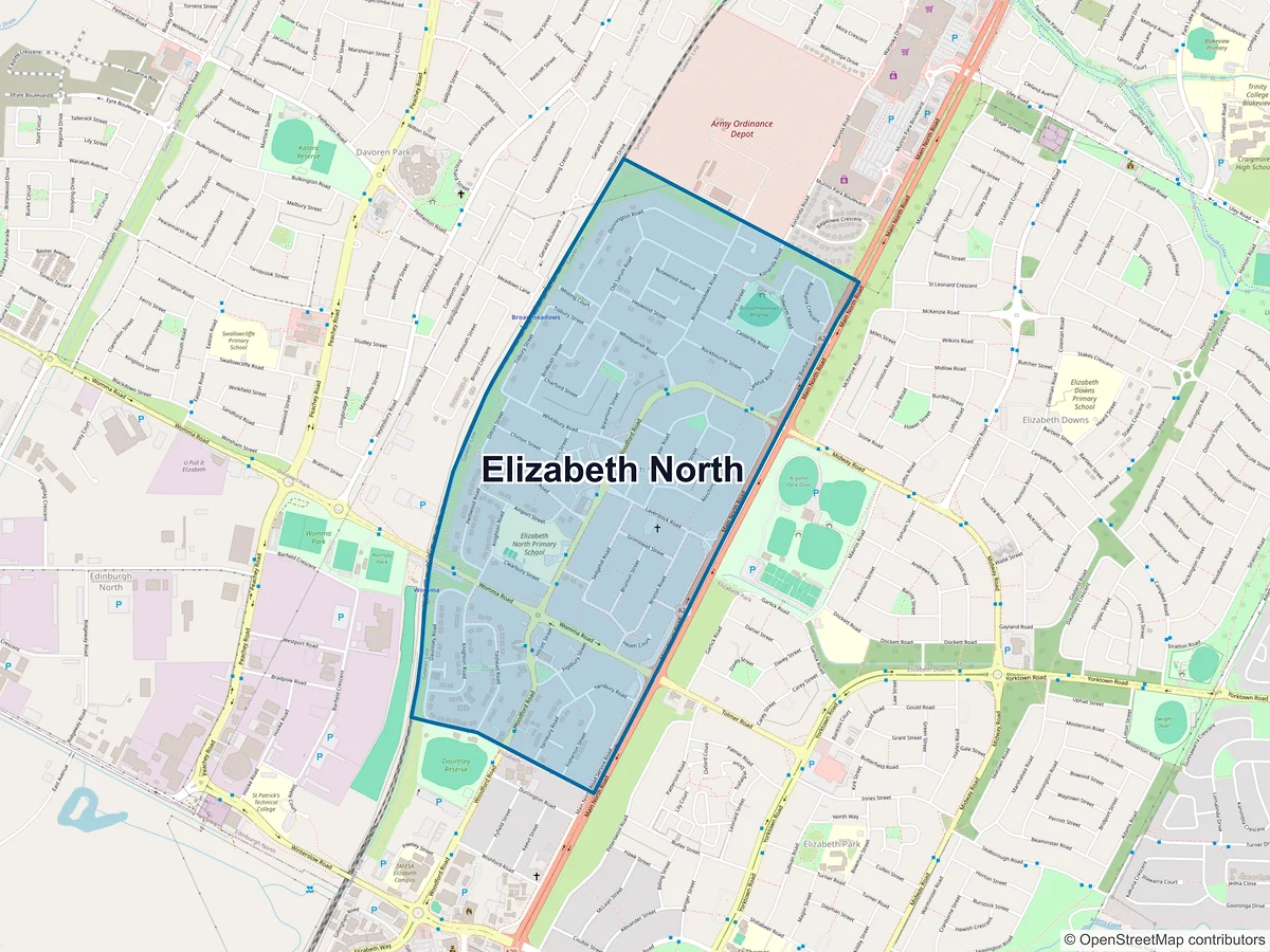 Map of Elizabeth North, SA, Australia