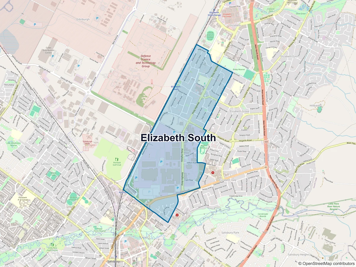 Map of Elizabeth South, SA, Australia