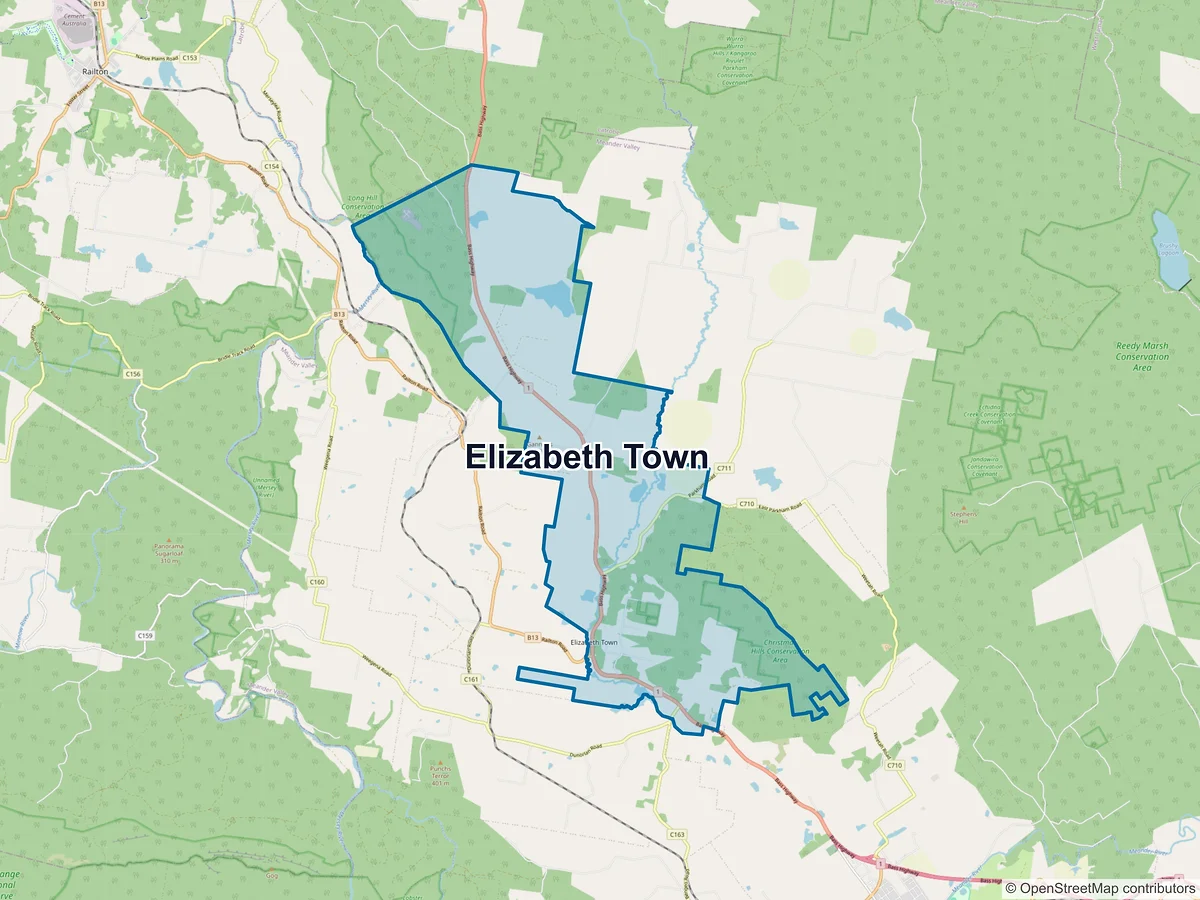 Map of Elizabeth Town, TAS, Australia