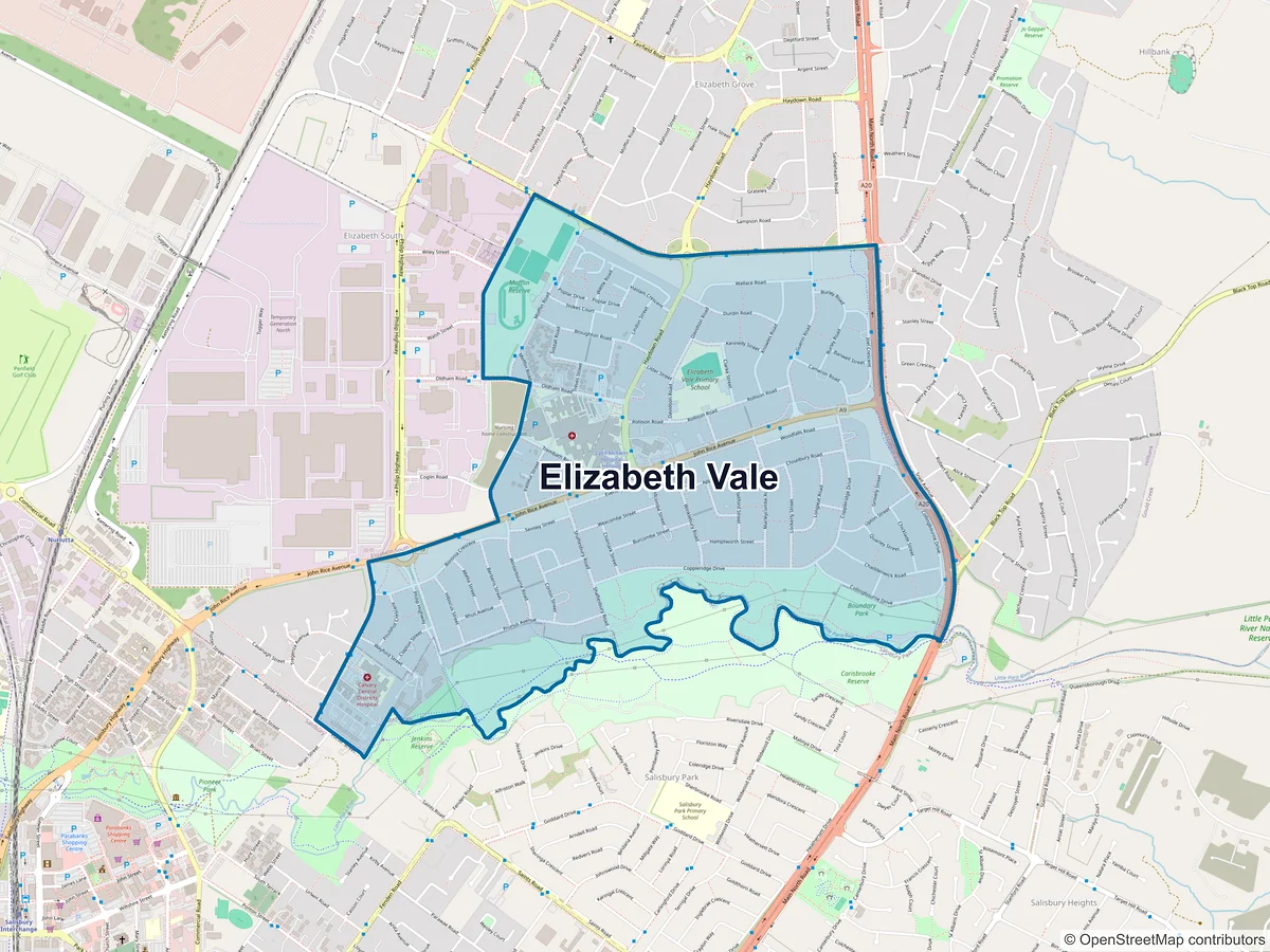 Map of Elizabeth Vale, SA, Australia