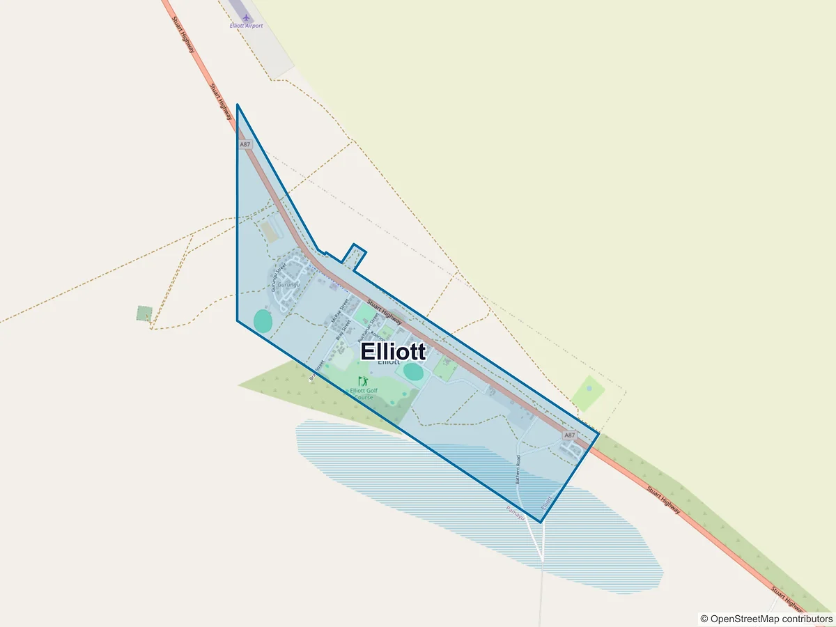 Map of Elliott, NT, Australia