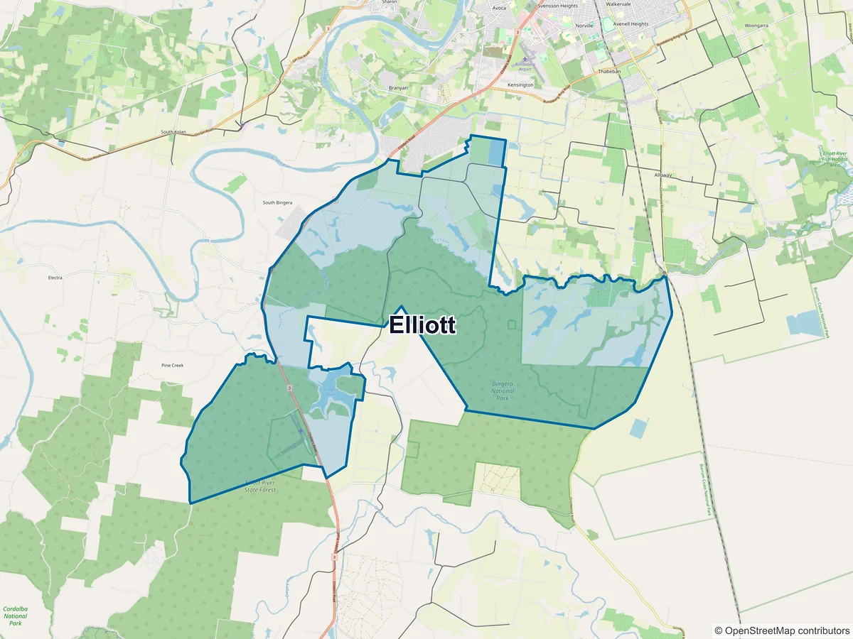 Map of Elliott, QLD, Australia