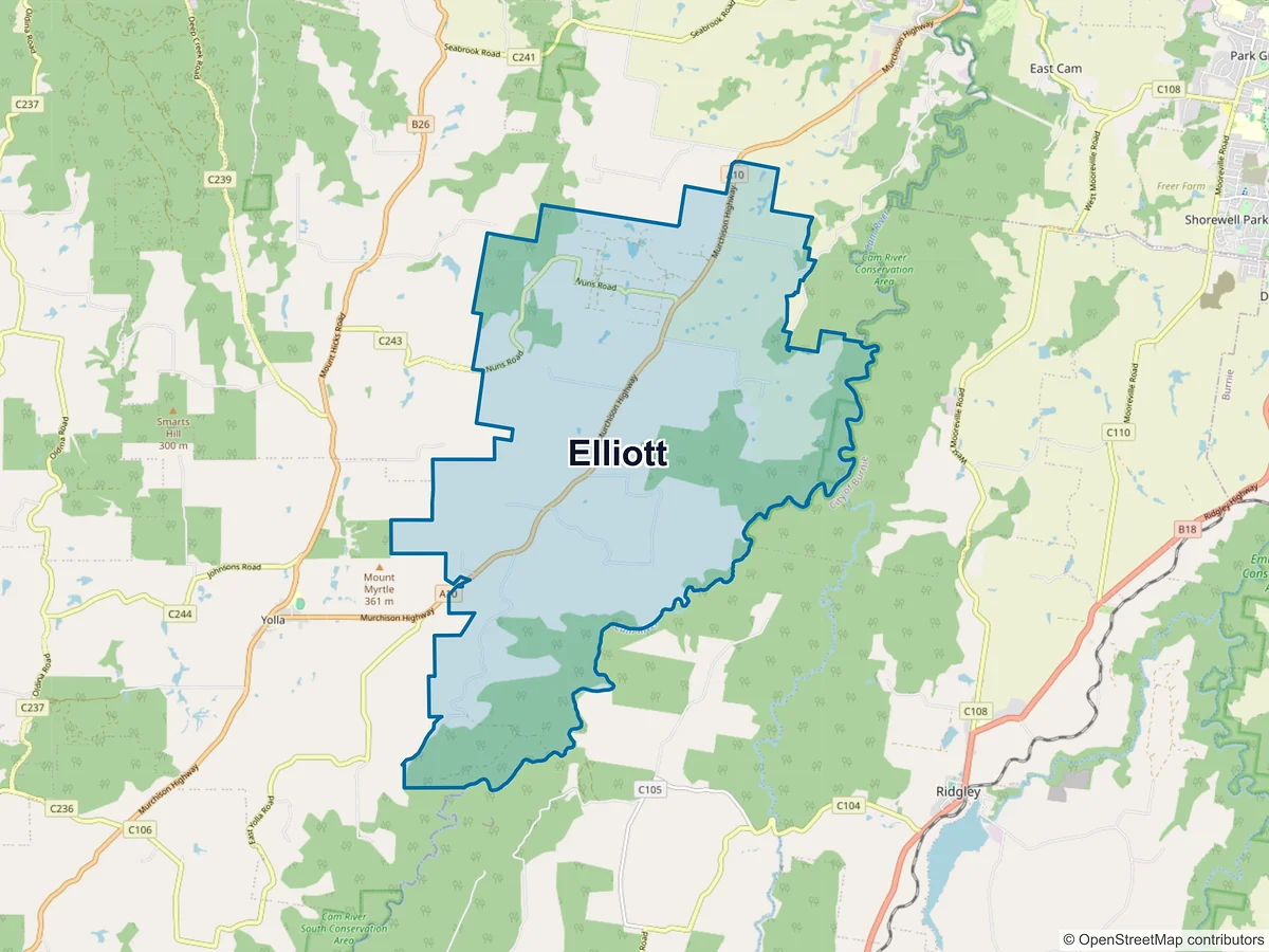 Map of Elliott, TAS, Australia