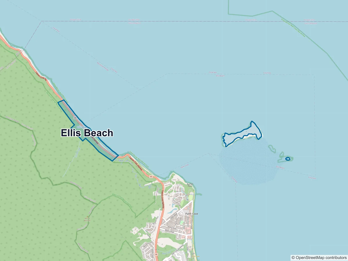 Map of Ellis Beach, QLD, Australia