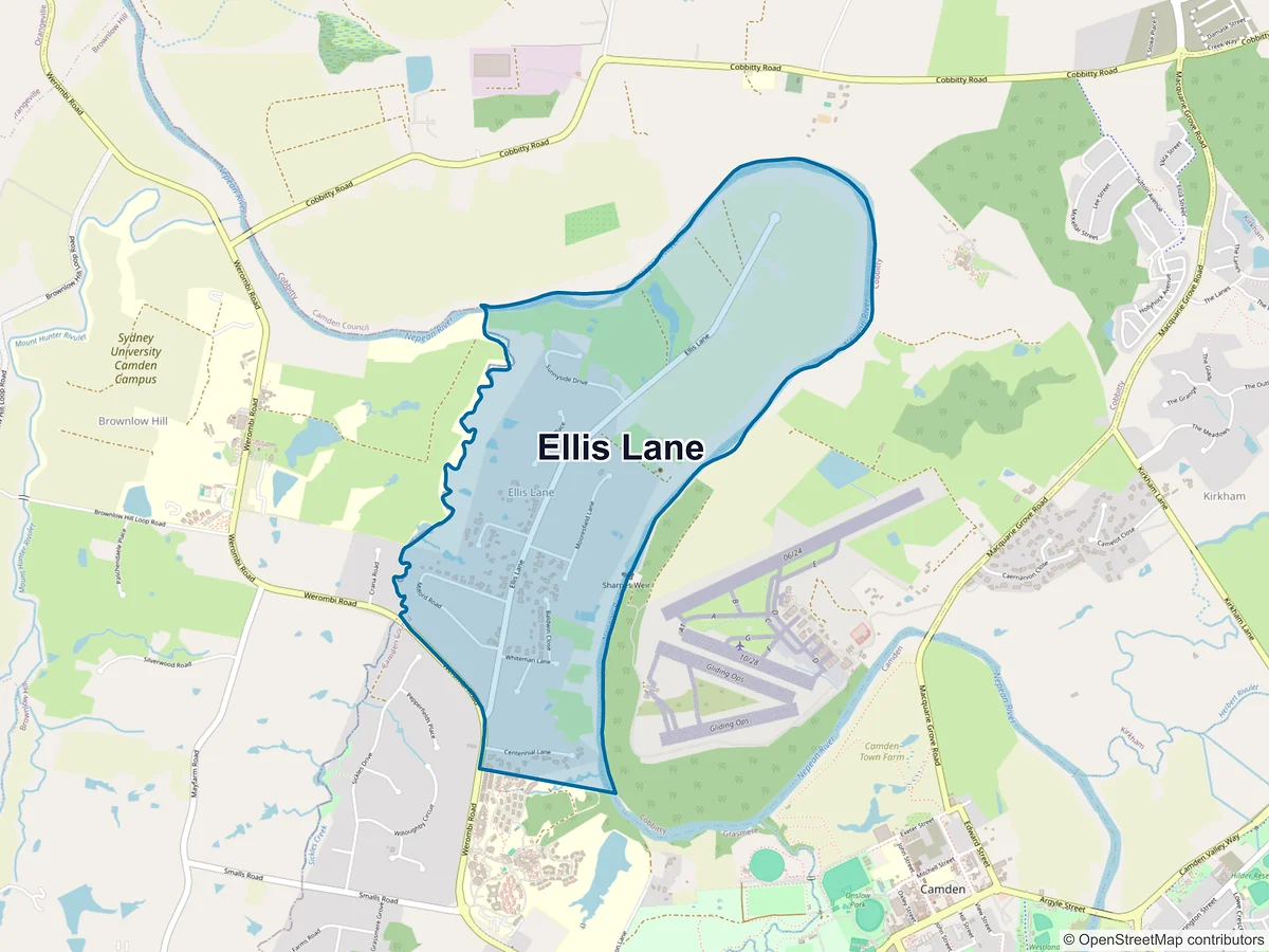Map of Ellis Lane, NSW, Australia