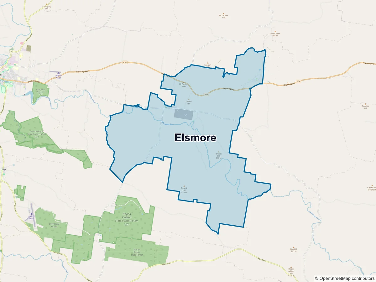 Map of Elsmore, NSW, Australia