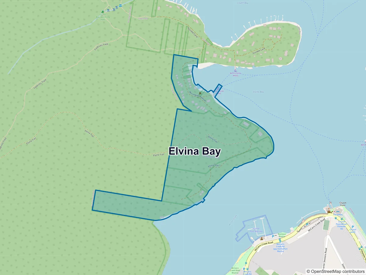 Map of Elvina Bay, NSW, Australia