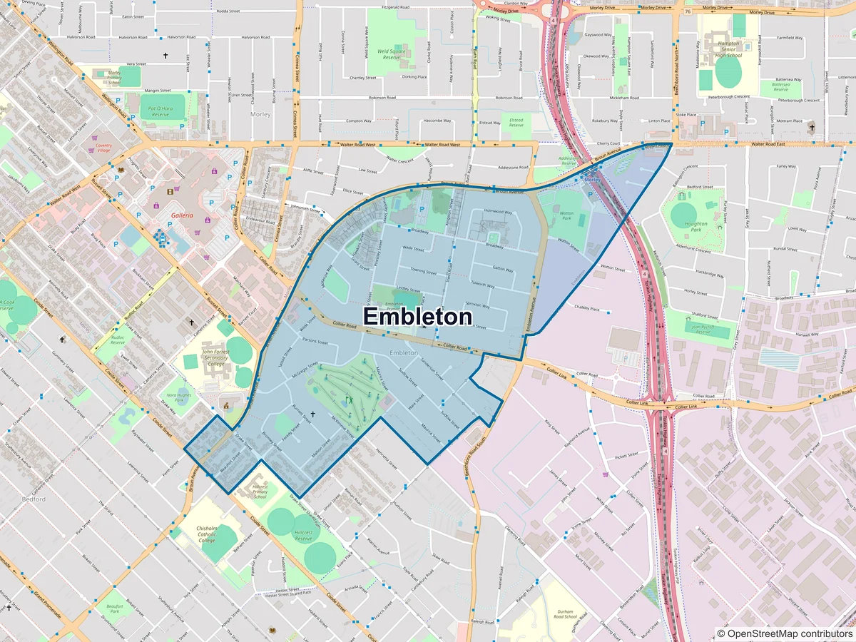 Map of Embleton, WA, Australia