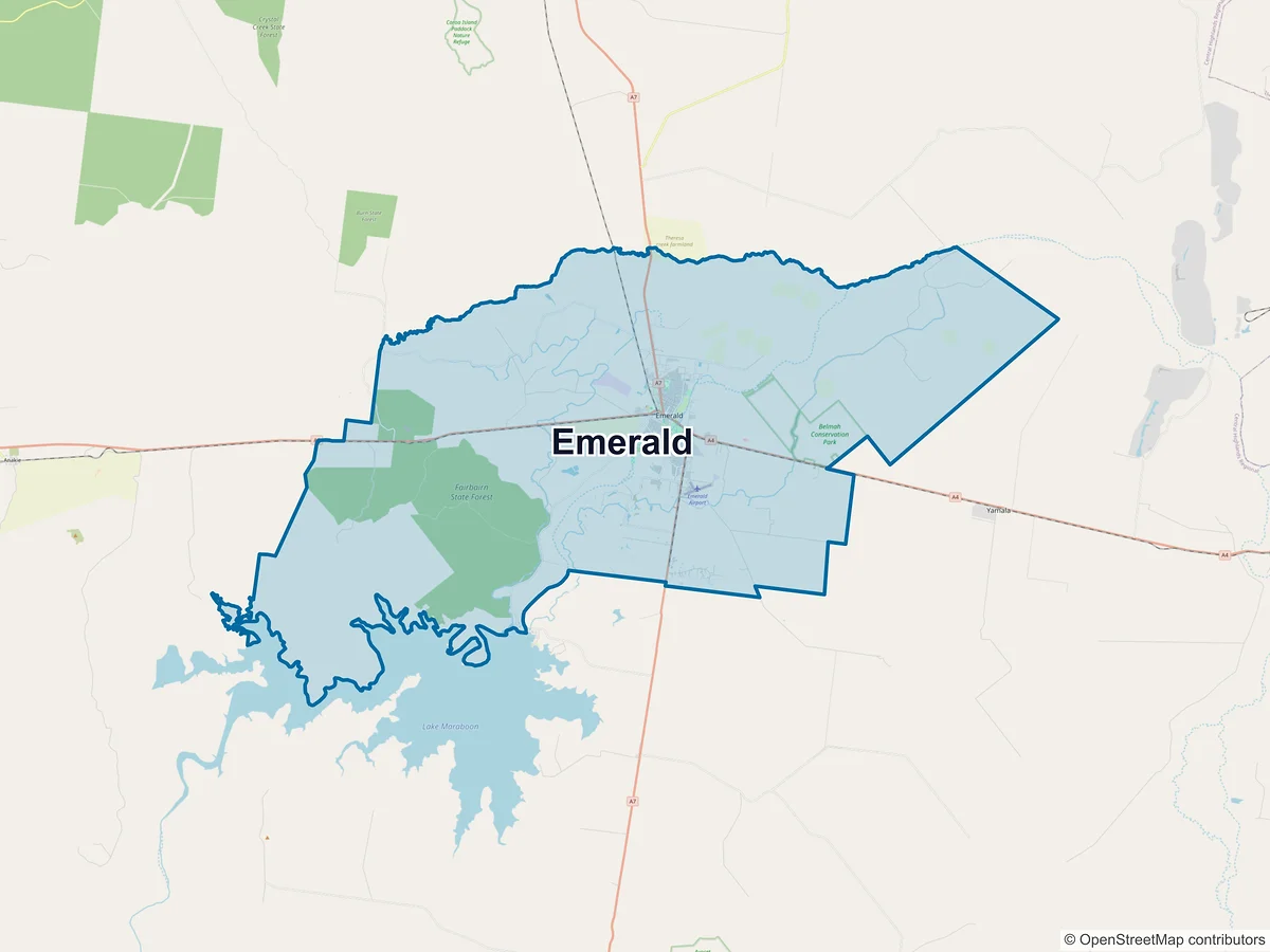 Map of Emerald, QLD, Australia