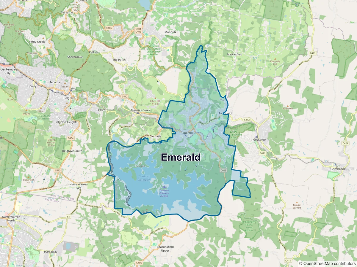 Map of Emerald, VIC, Australia