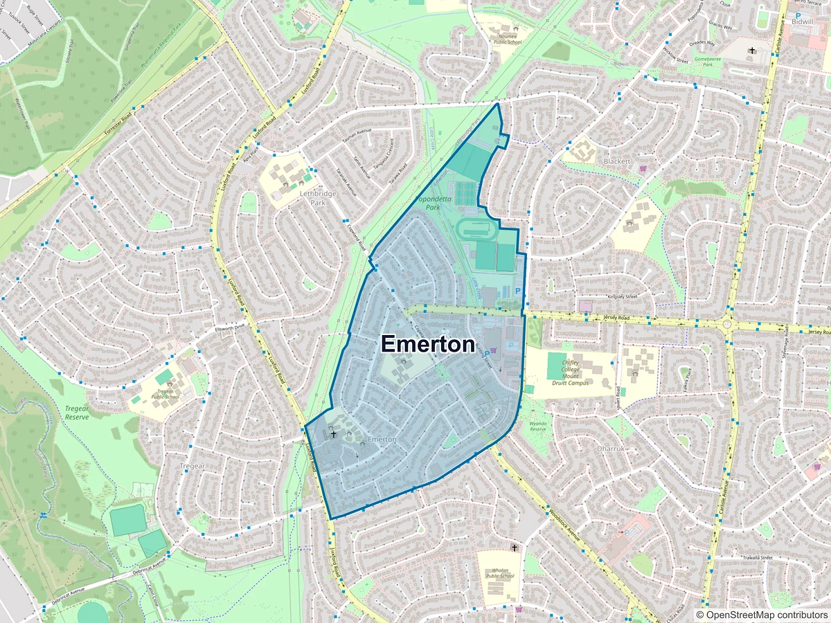 Map of Emerton, NSW, Australia