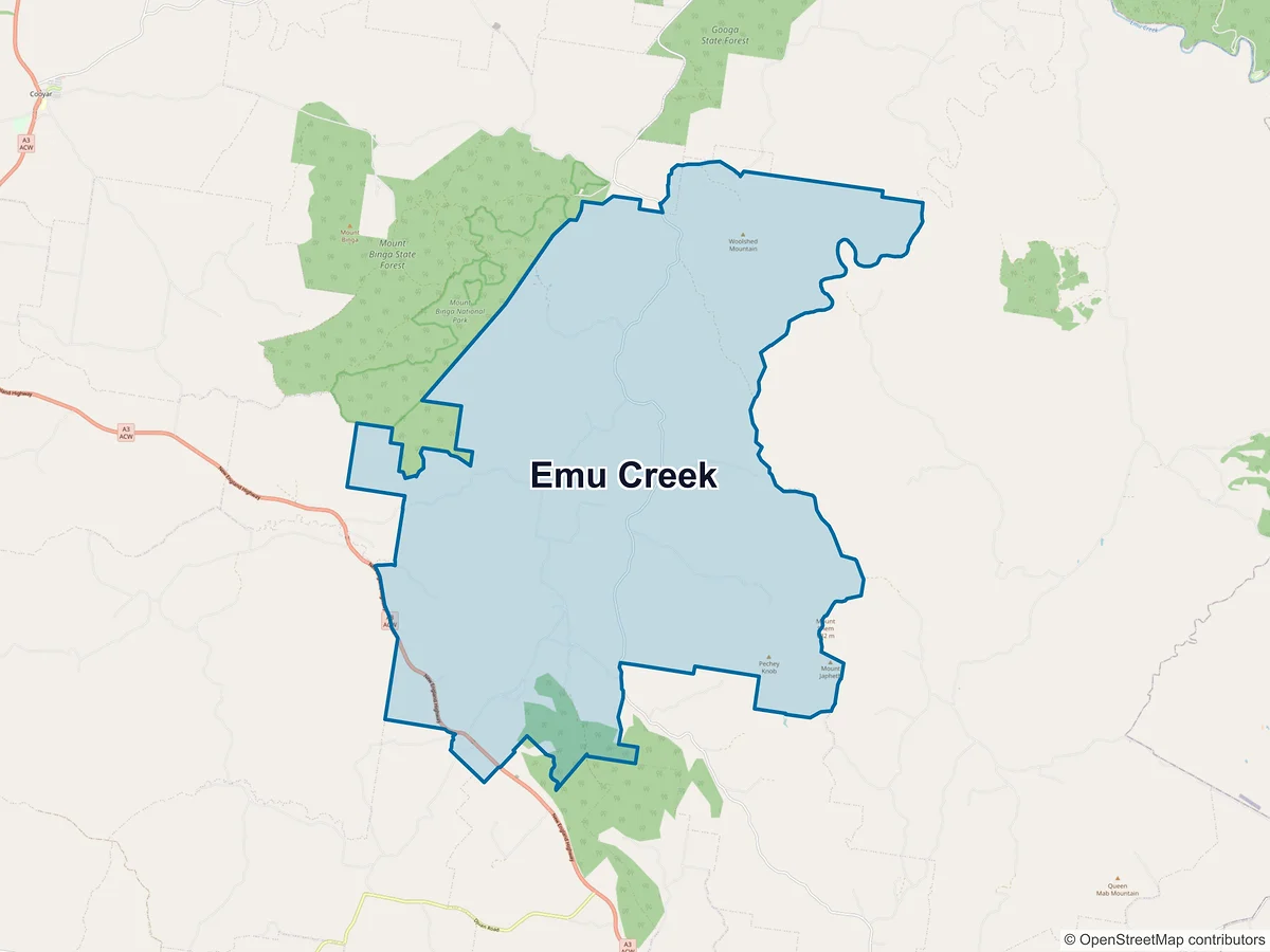 Map of Emu Creek, QLD, Australia