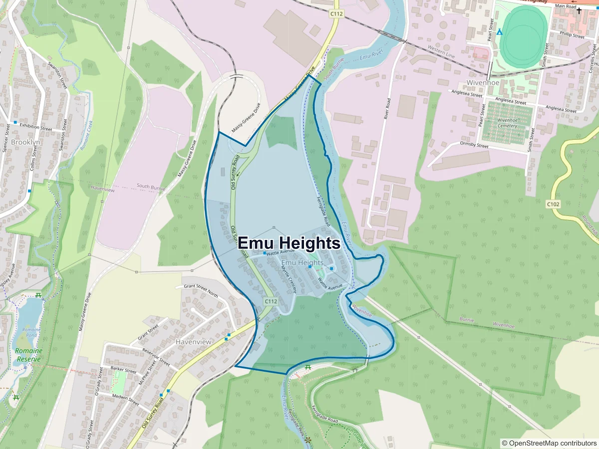 Map of Emu Heights, TAS, Australia