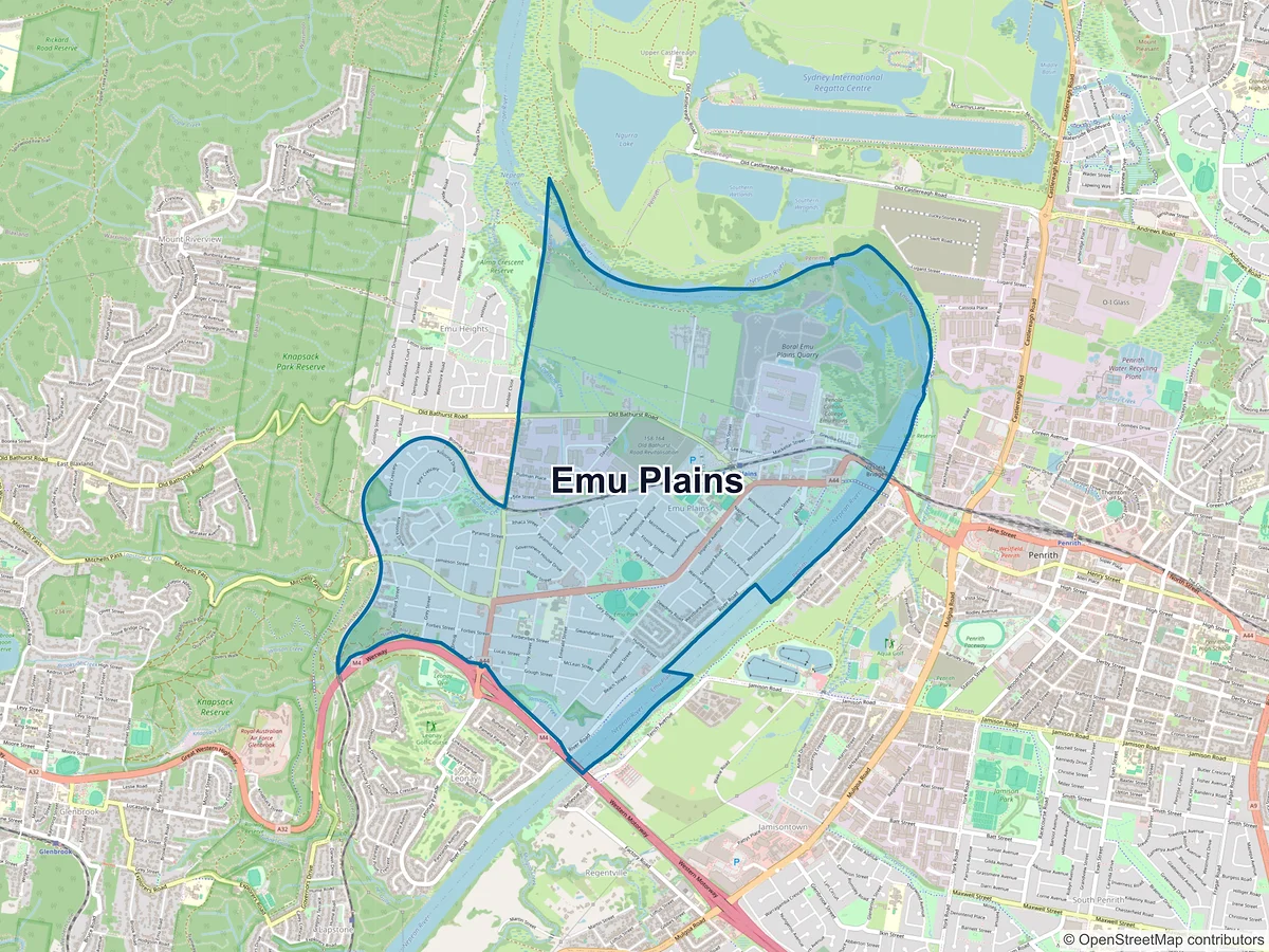 Map of Emu Plains, NSW, Australia