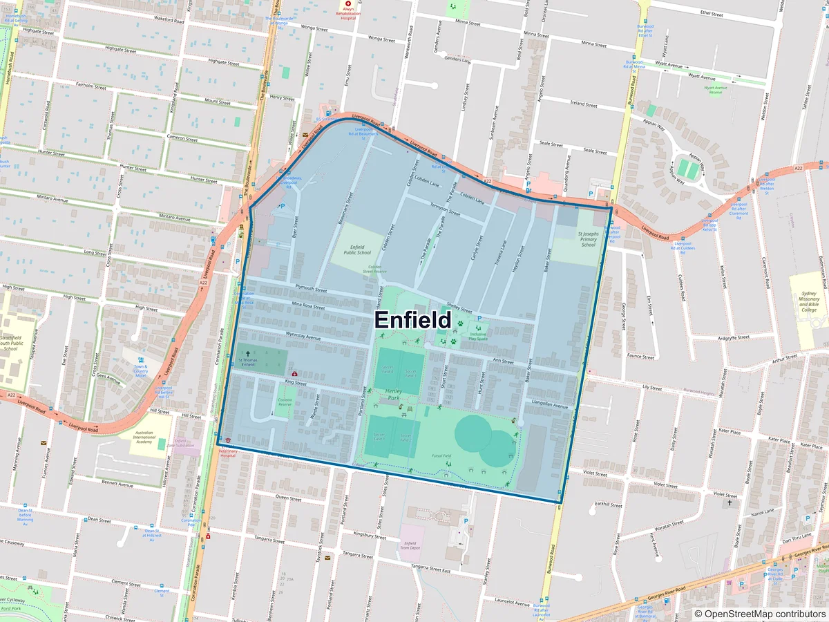 Map of Enfield, NSW, Australia