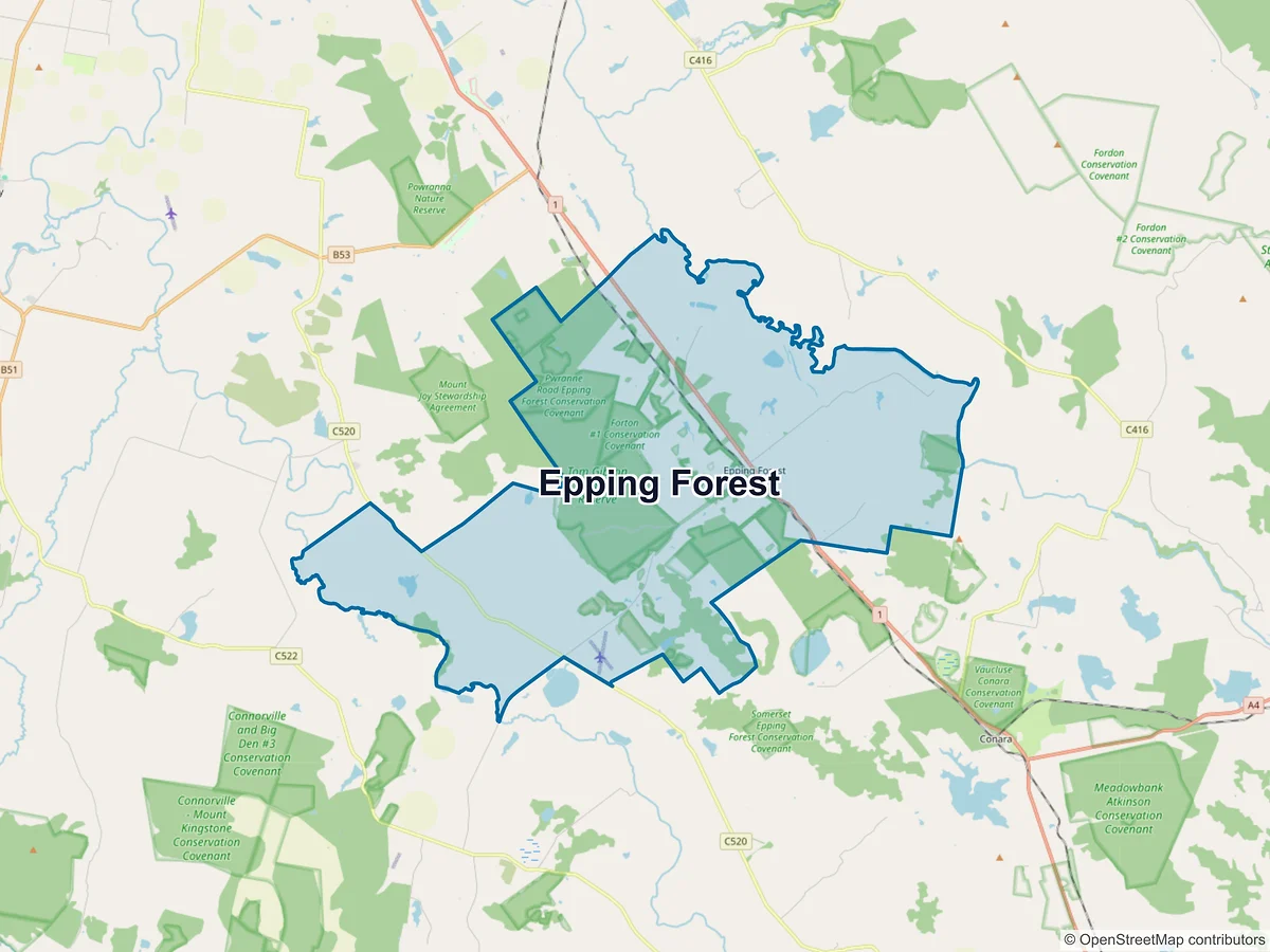 Map of Epping Forest, TAS, Australia
