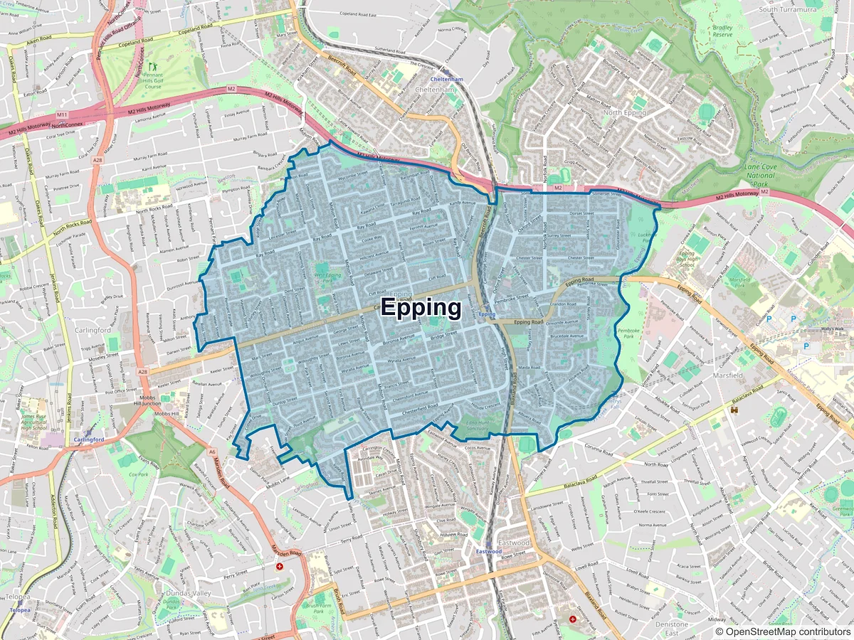 Map of Epping, NSW, Australia