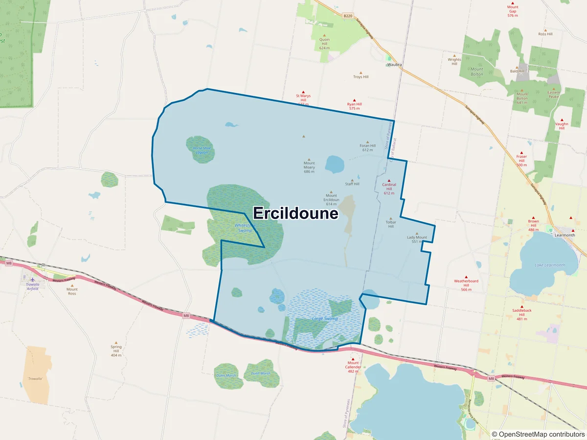 Map of Ercildoune, VIC, Australia