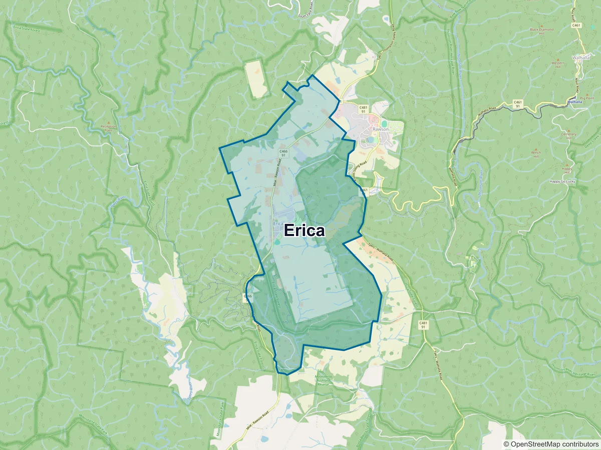 Map of Erica, VIC, Australia