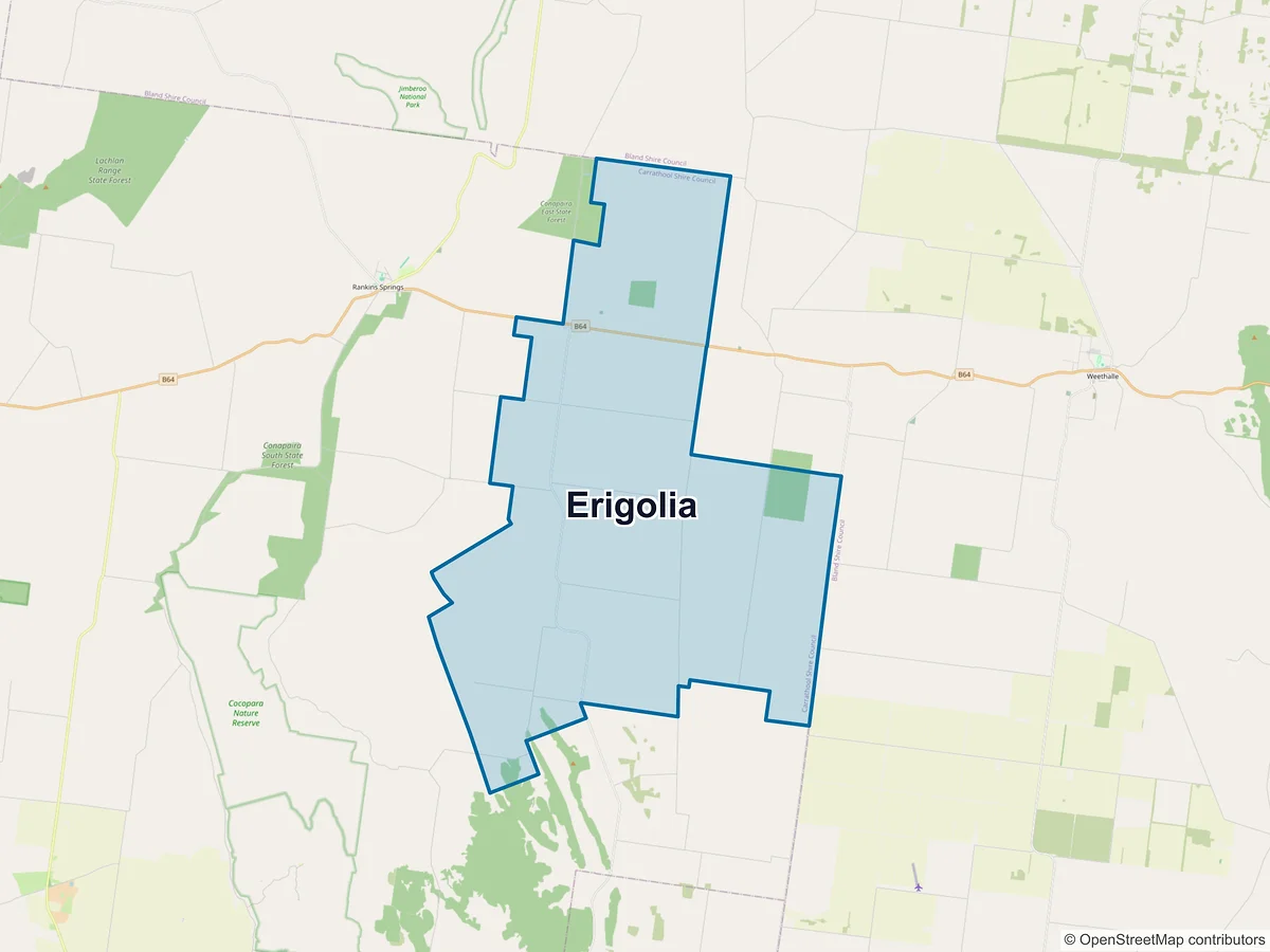 Map of Erigolia, NSW, Australia