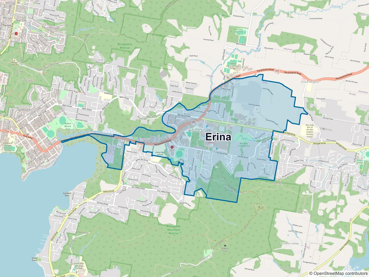 Map of Erina, NSW, Australia