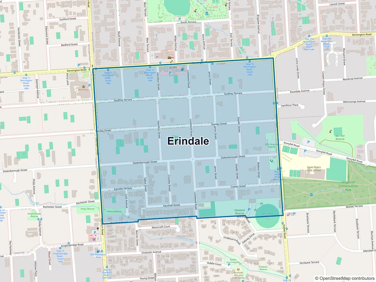 Map of Erindale, SA, Australia