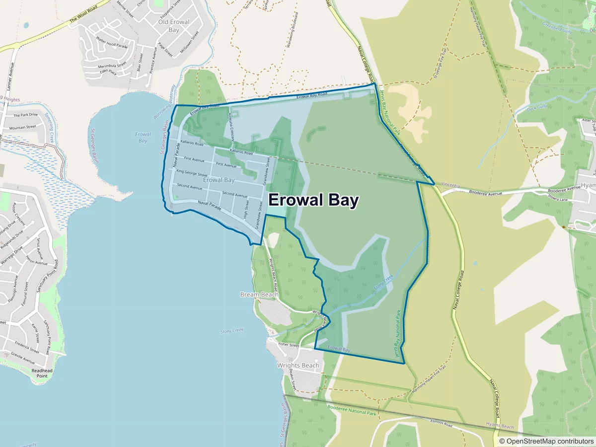 Map of Erowal Bay, NSW, Australia