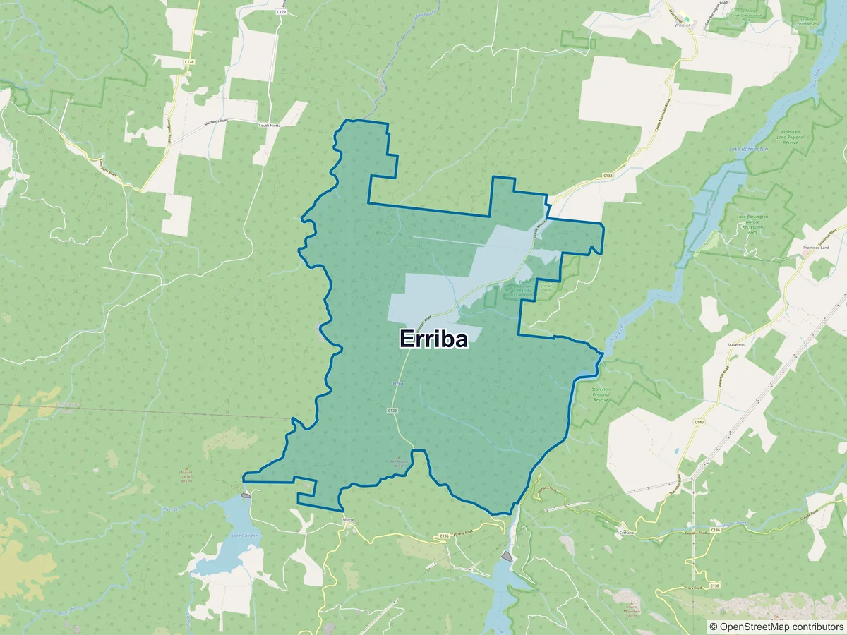 Map of Erriba, TAS, Australia