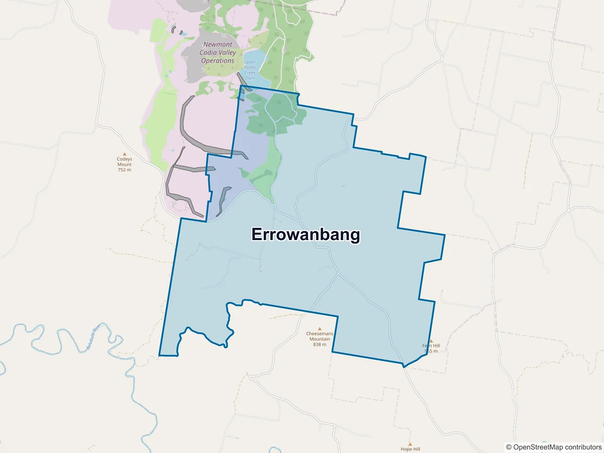 Map of Errowanbang, NSW, Australia