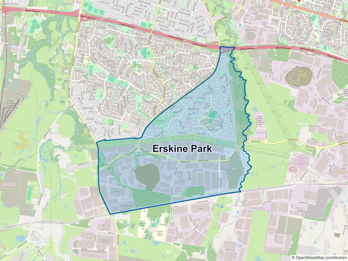 Map of Erskine Park, NSW, Australia