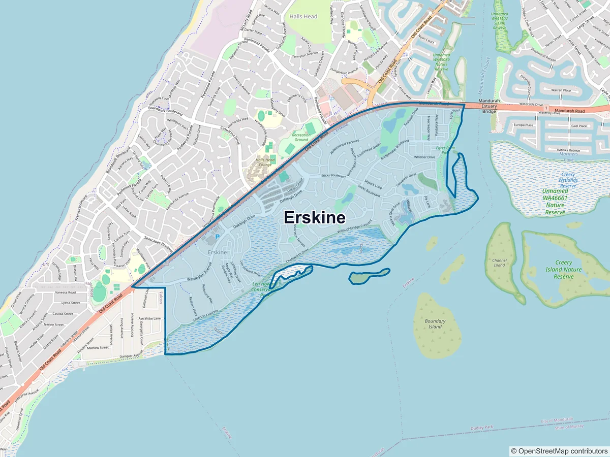 Map of Erskine, WA, Australia
