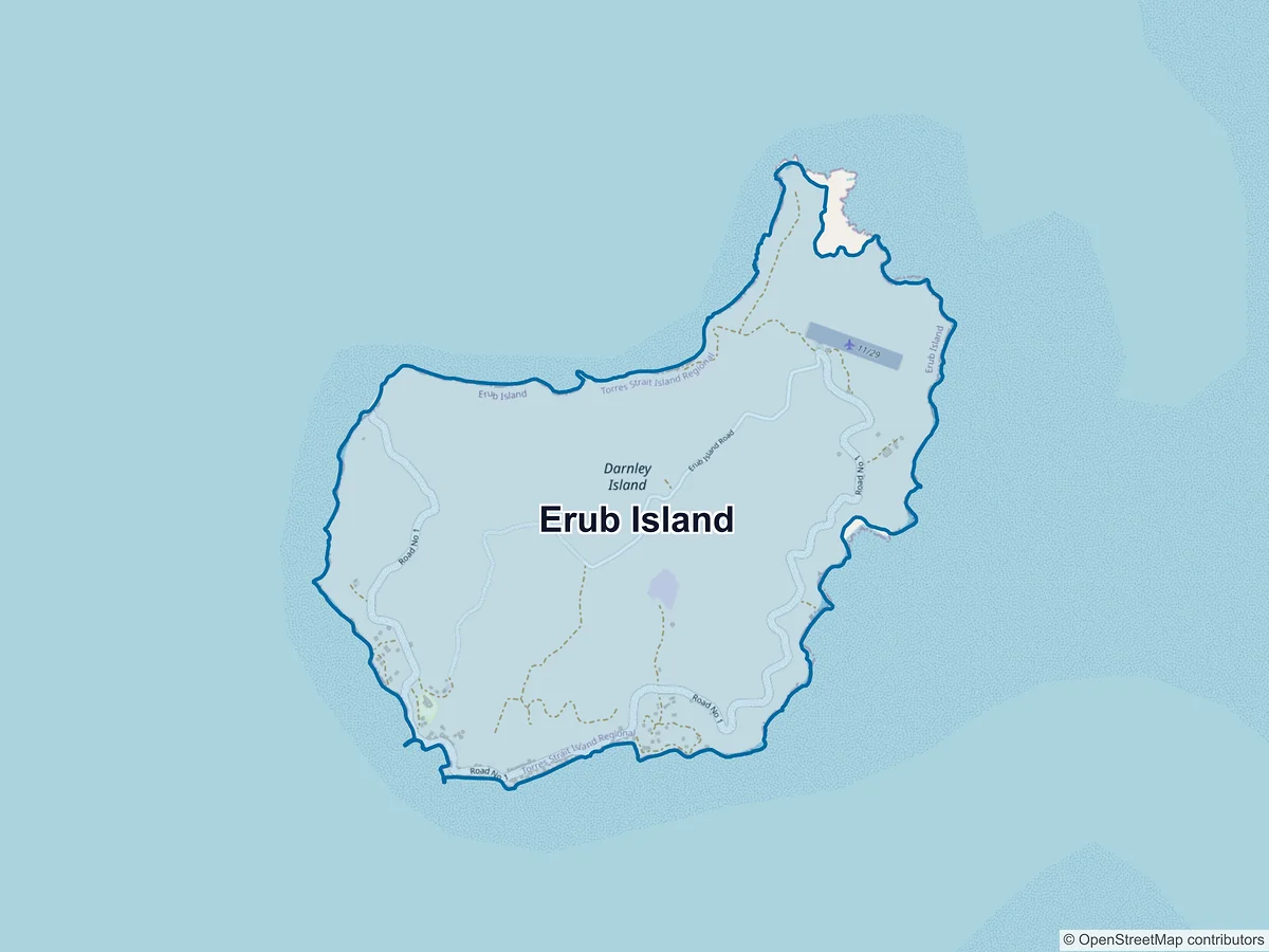 Map of Erub Island, QLD, Australia