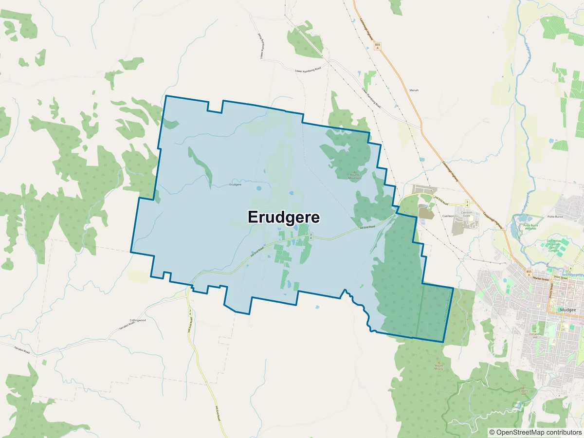 Map of Erudgere, NSW, Australia