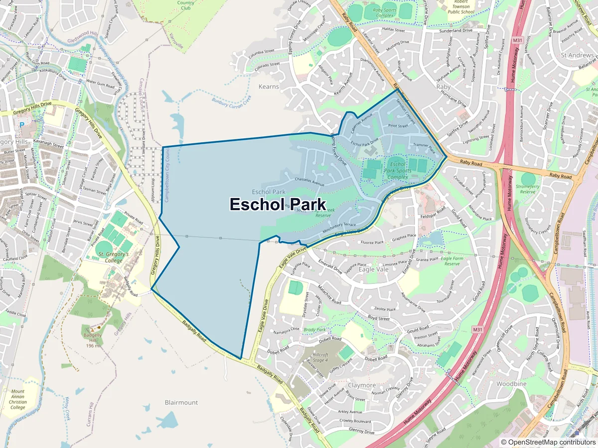 Map of Eschol Park, NSW, Australia