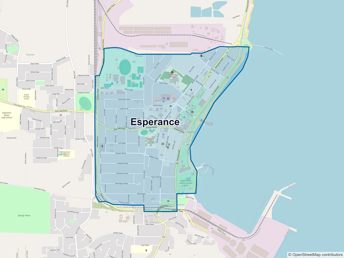 Map of Esperance, WA, Australia