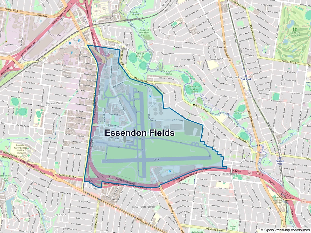 Map of Essendon Fields, VIC, Australia