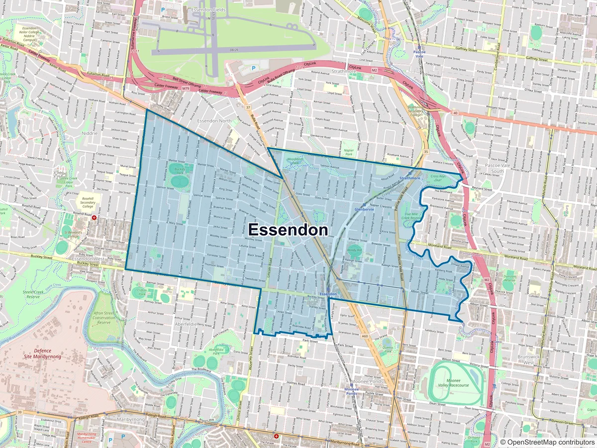 Map of Essendon, VIC, Australia