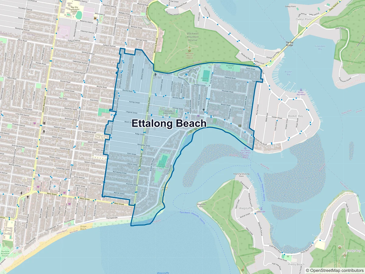 Map of Ettalong Beach, NSW, Australia