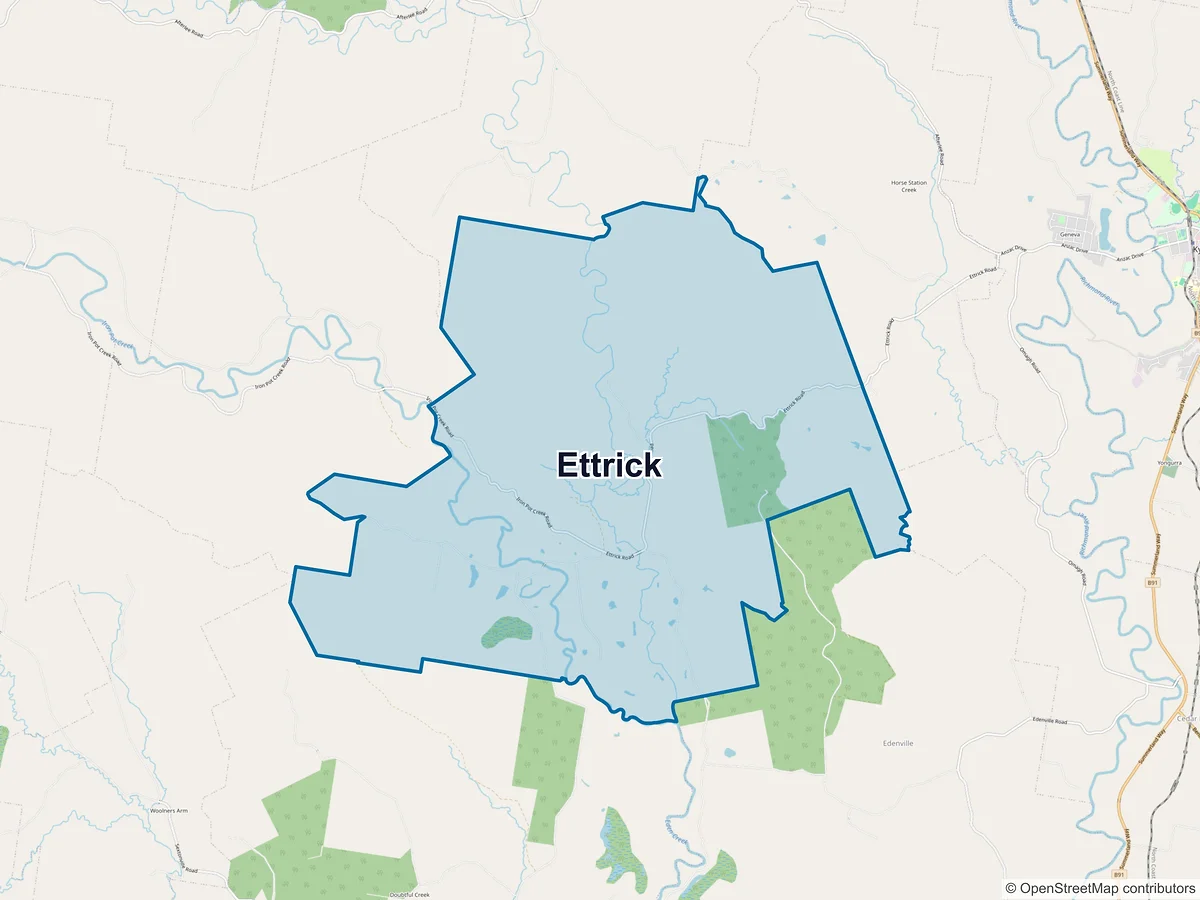 Map of Ettrick, NSW, Australia