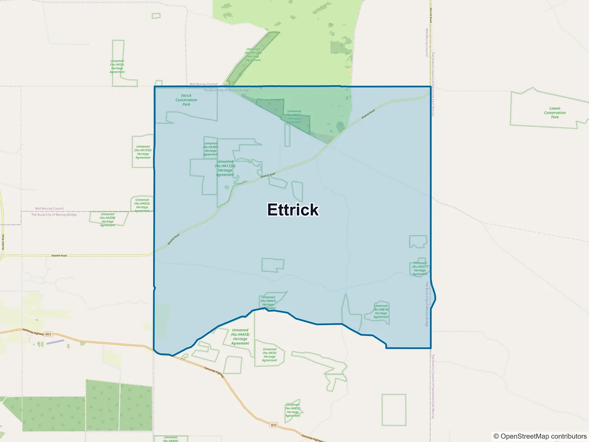Map of Ettrick, SA, Australia