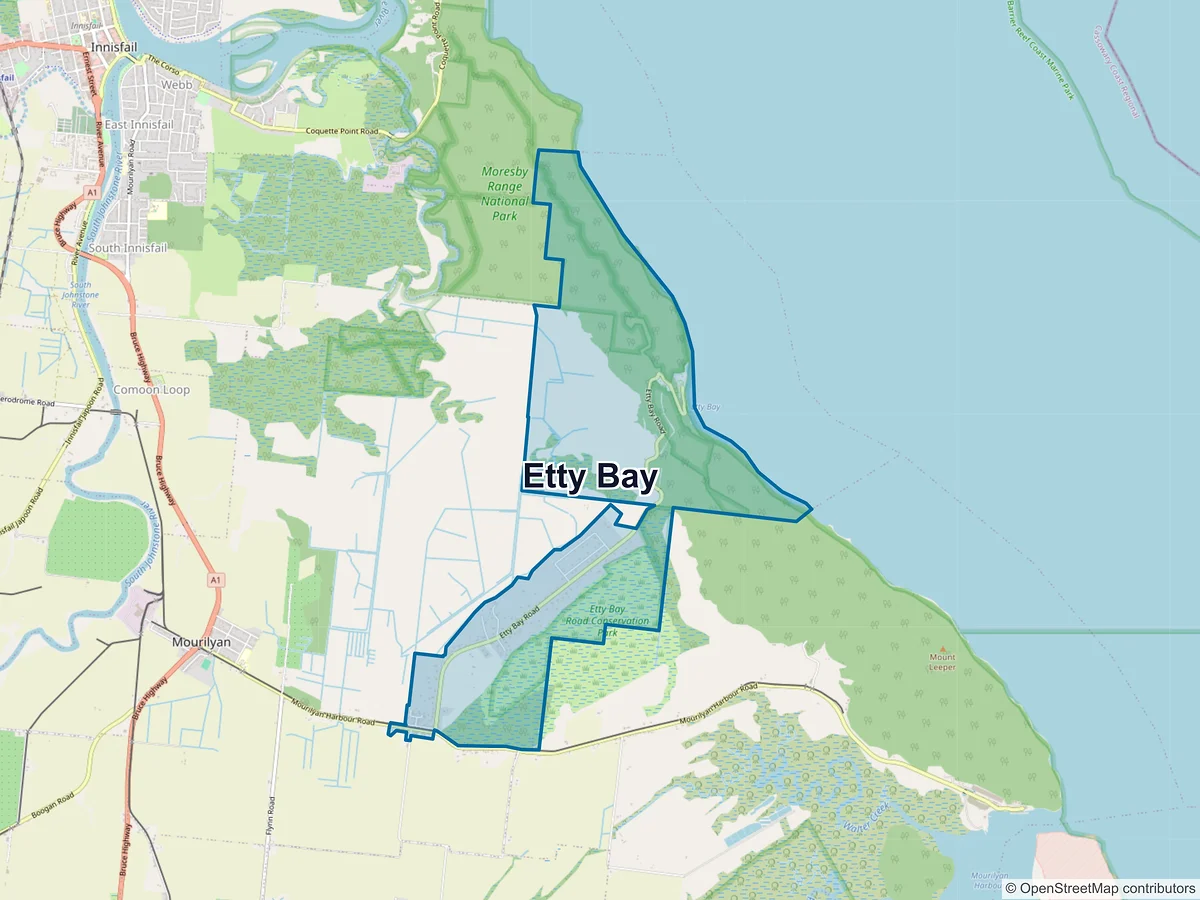 Map of Etty Bay, QLD, Australia