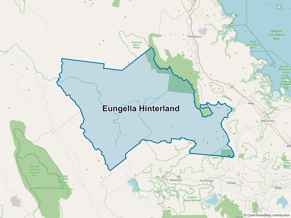 Map of Eungella Hinterland, QLD, Australia