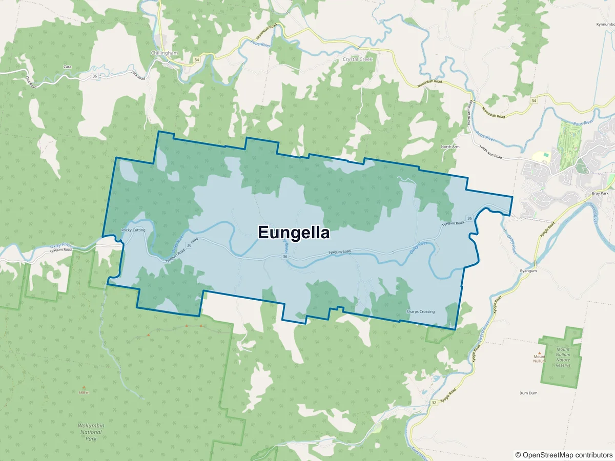 Map of Eungella, NSW, Australia