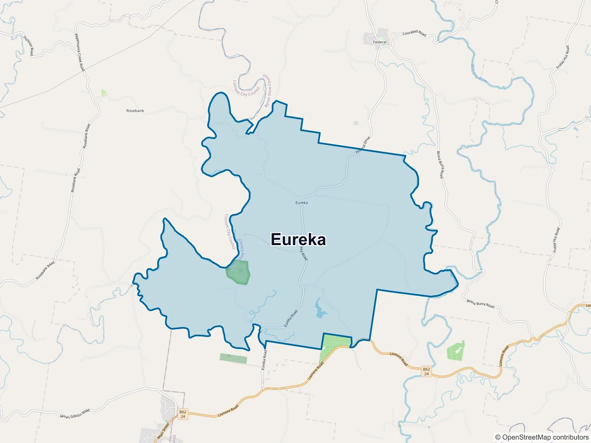 Map of Eureka, NSW, Australia