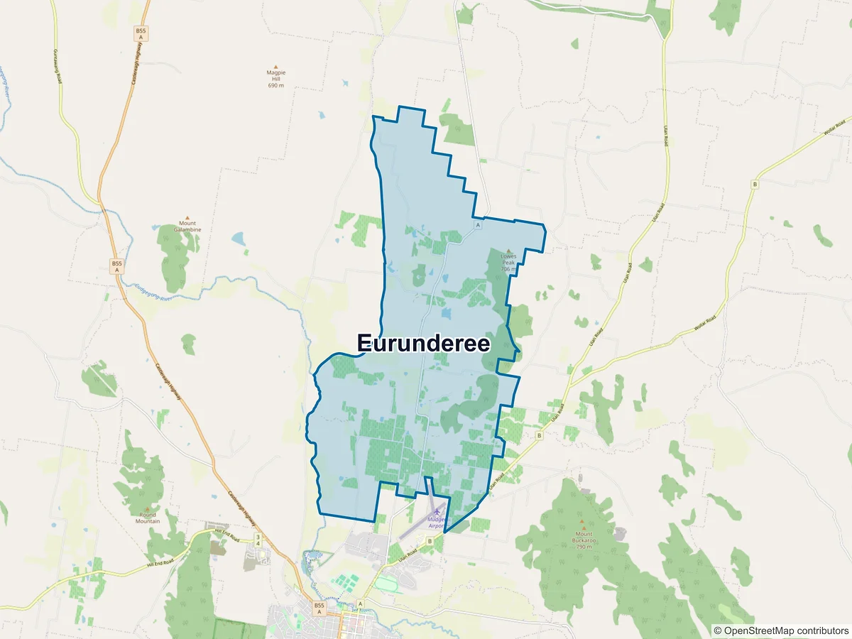 Map of Eurunderee, NSW, Australia