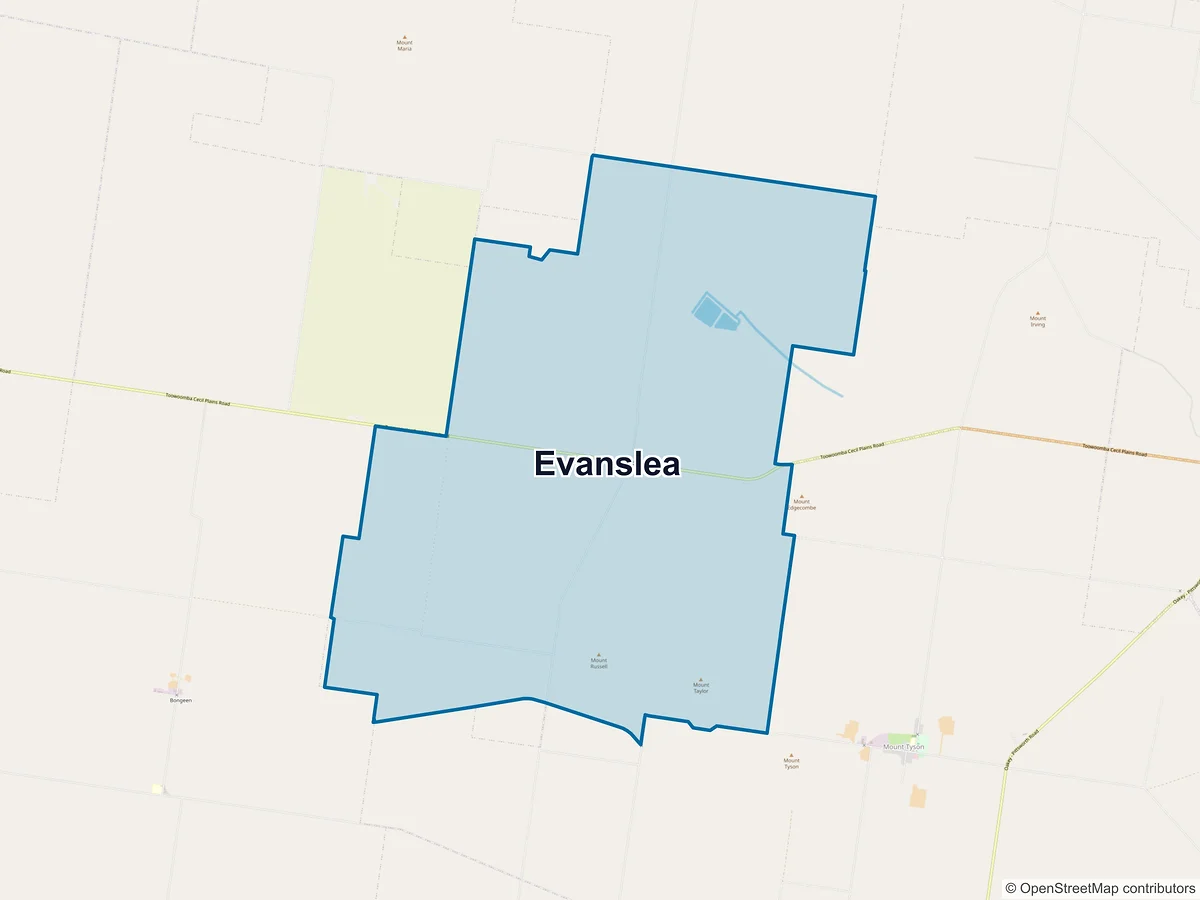 Map of Evanslea, QLD, Australia