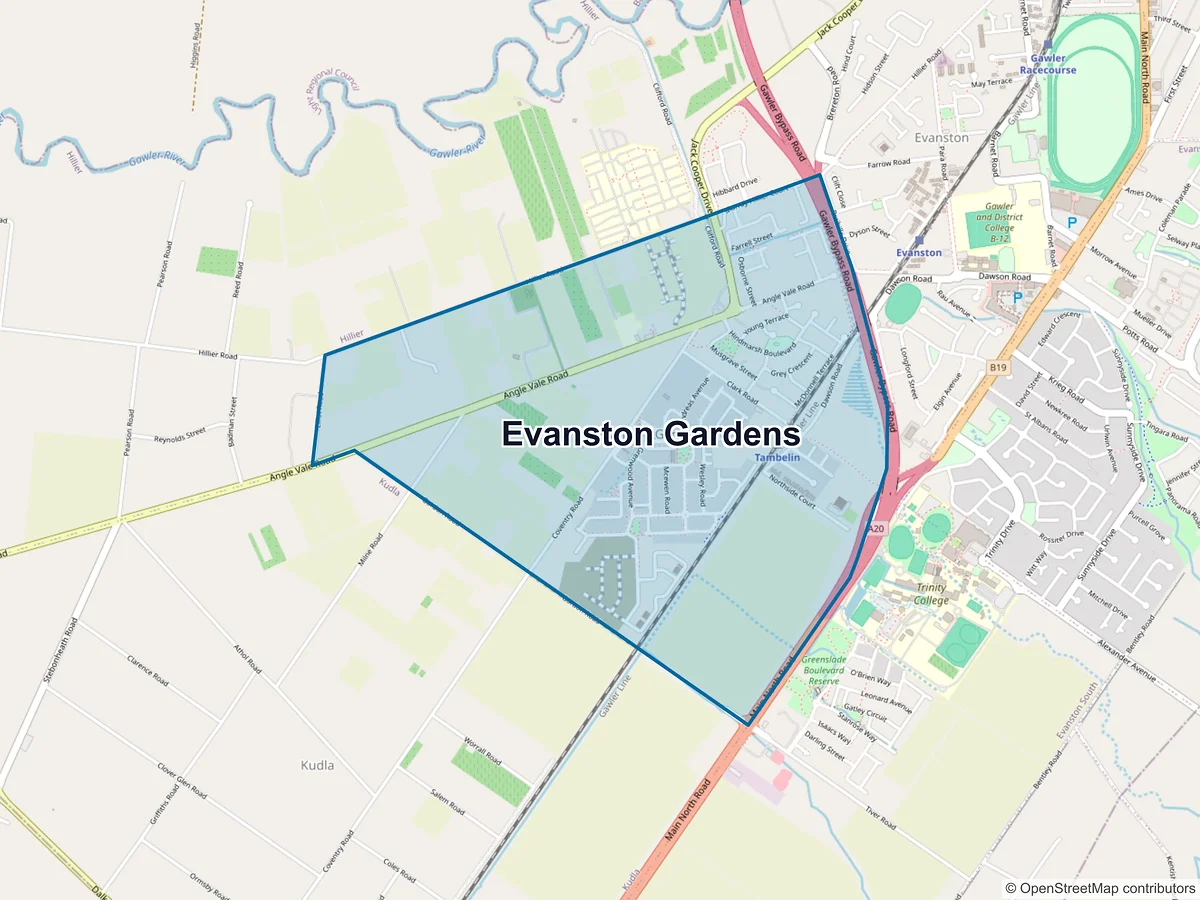 Map of Evanston Gardens, SA, Australia