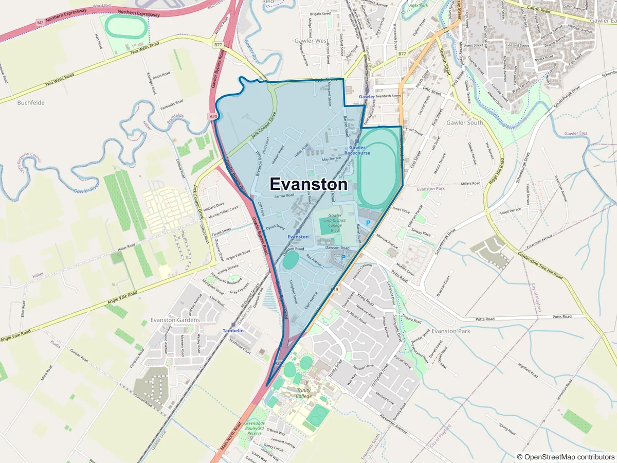 Map of Evanston, SA, Australia