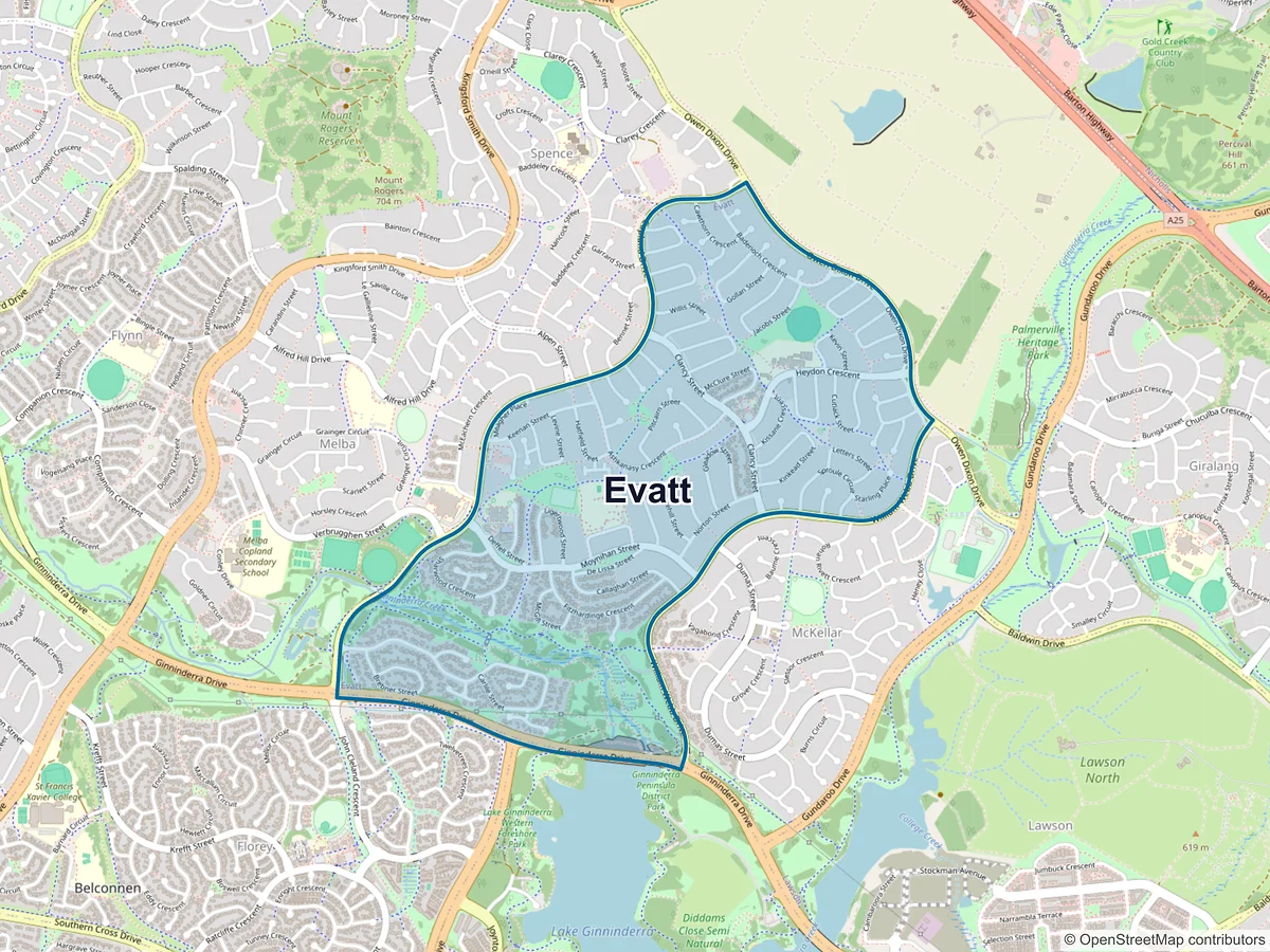 Map of Evatt, ACT, Australia